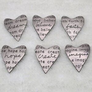 Sandra Magsamen Vintage Inspirational Heart Brooch Pins Lot